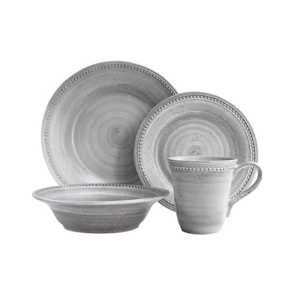 American Atelier 16-Piece Modern Gray Stoneware Dinnerware Set (Service for 4)