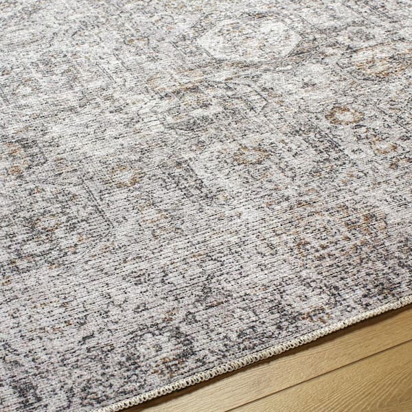 Vinny Gray 6 ft. x 9 ft. Machine-Washable Rug