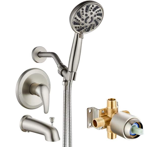 4-Piece Shower Trim Kit with Valve, 6-Mode Handheld Spray, and Tub Spout in Brushed Nickel