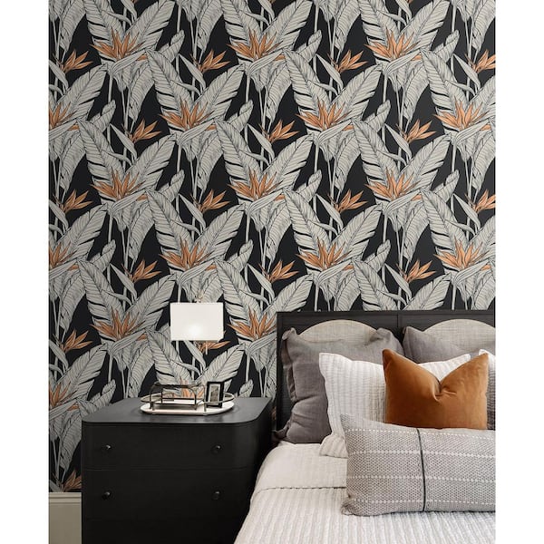 Birds of Paradise Onyx Met Copper Peel and Stick Wallpaper SG11910 by  NextWall Wallpaper