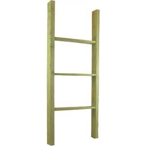 19 in. x 48 in. x 3 1/2 in. Barnwood Decor Collection Restoration Green Vintage Farmhouse 3-Rung Ladder