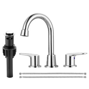 8 in. Widespread Double Handle Bathroom Faucet with Pop Up Drain in Polished Chrome