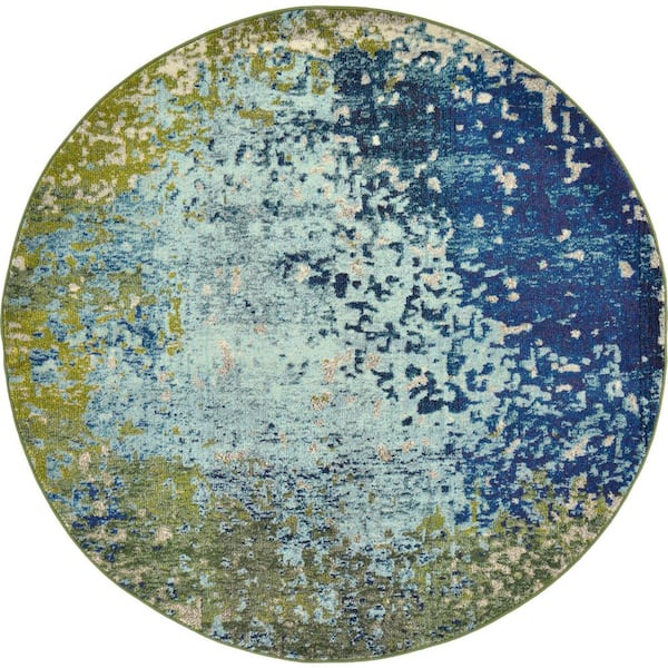 Unique Loom Estrella Vella Blue 6' 0 x 6' 0 Round Rug