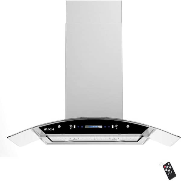 Unbranded 30 in. Ducted Island with LED Light Range Hood in Stainless Steel