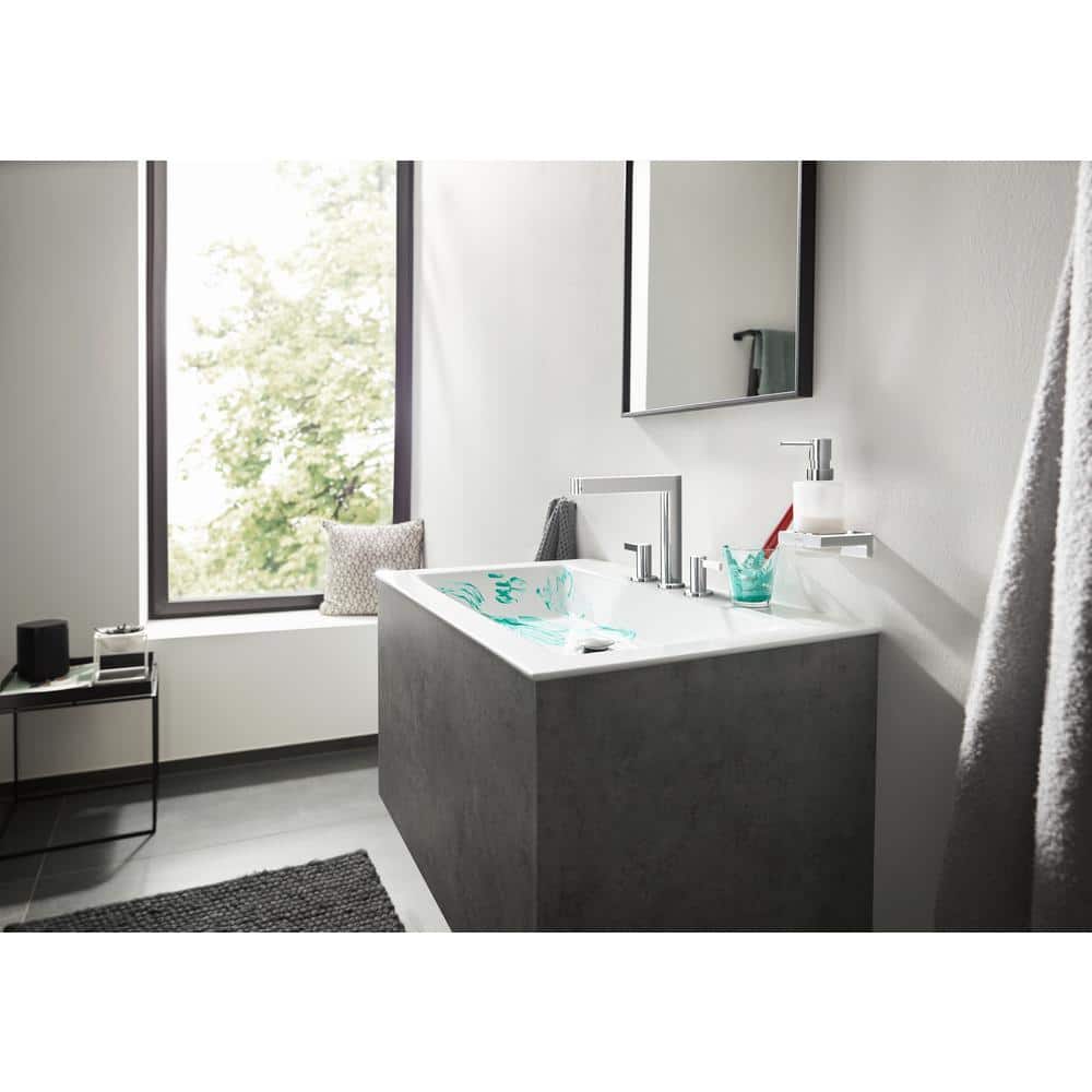 Modern Black Brass Widespread Faucet with Ceramic Disc