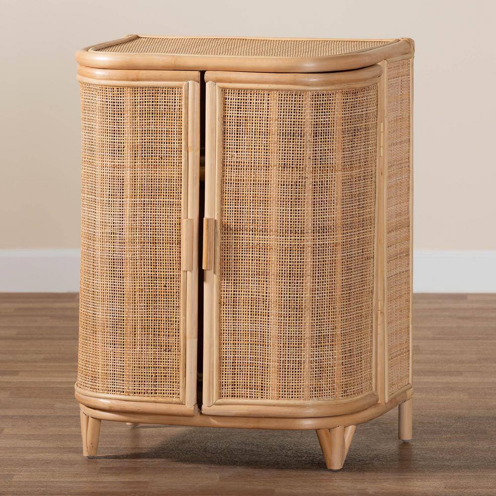 Yanka Natural Rattan Bohemian Storage Cabinet with Shelves