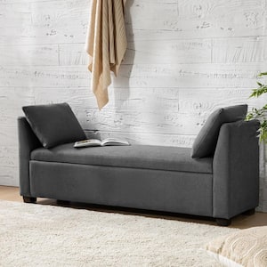 Alfonso Charcoal 59.8 in. W Storage Bench 2-Cushions Included with Sturdy Rubber Wood Legs