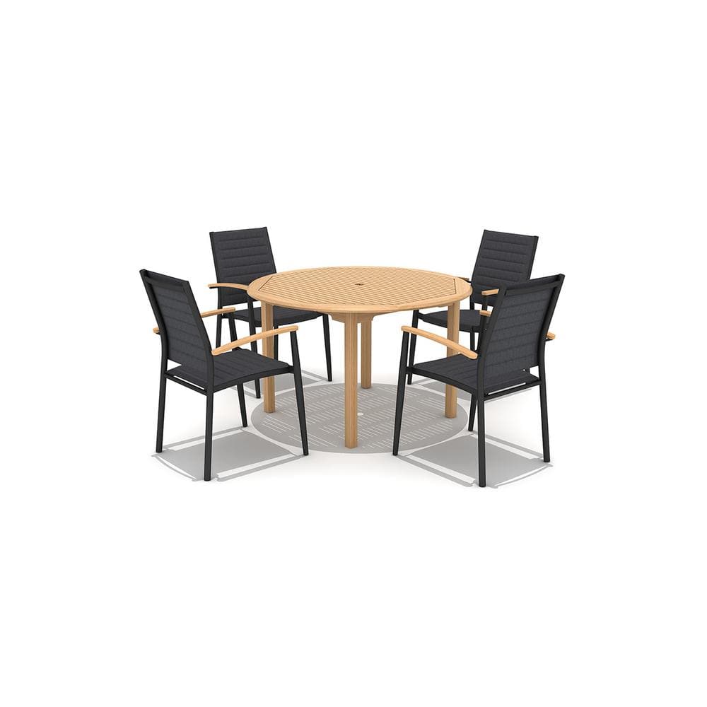 Madrid Dark 5-Piece 100% FSC Certified Teak and Aluminum Patio Round Dining Set price history on PriceWatchPro