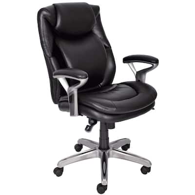 Wellness by Design Black Bonded Leather Mid Back Office Chair