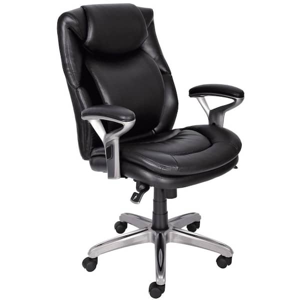 Serta Wellness by Design Black Bonded Leather Mid Back Office Chair