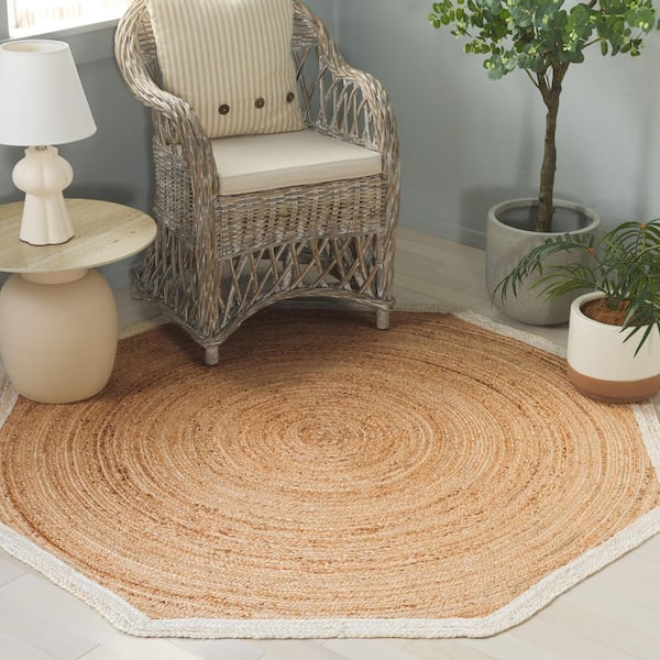 Natural Fiber 4 ft. x 4 ft. Natural/Bleach Woven Octagon Specialty Area Rug