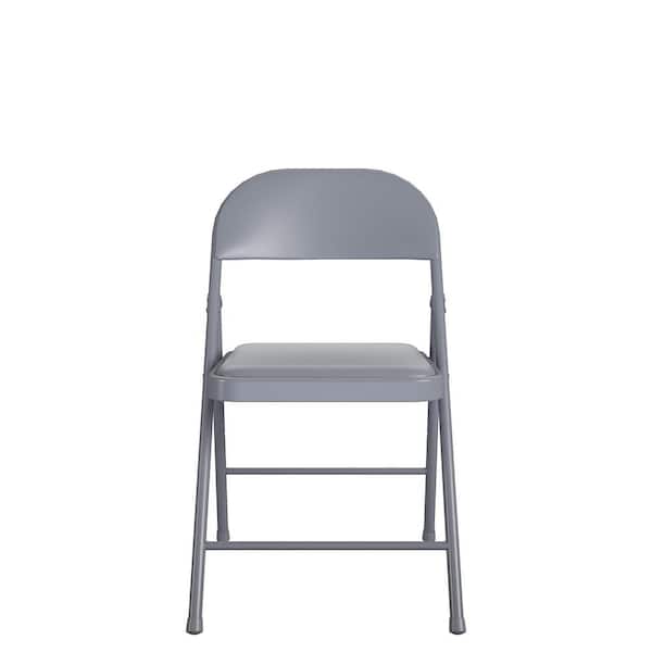 SmartFold Grey Vinyl Seat Folding Chair (Set of 4)