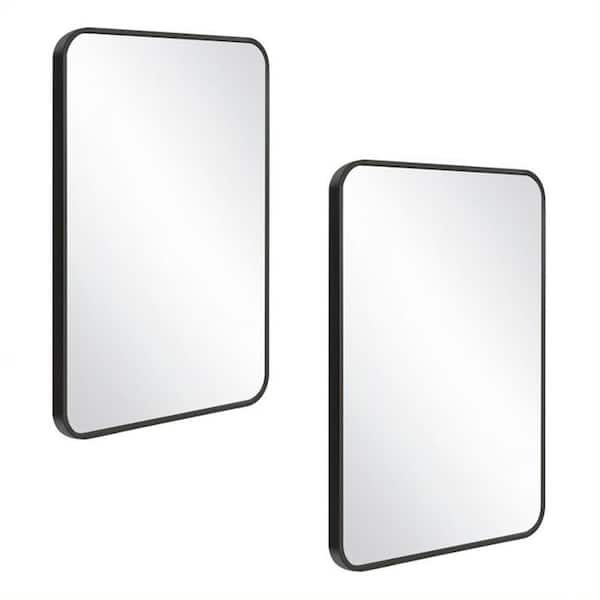 Design House Isla 20 in. W x 30 in. H Black Metal Frame Rectangular Wall Mirror (2-Pack)