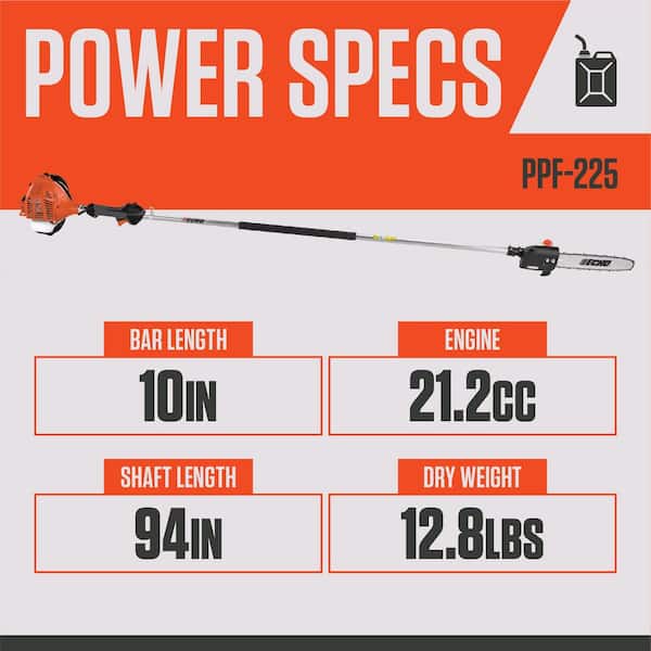 10 in. 21.2 cc Gas 2-Stroke Power Pole Saw with 94 in. Shaft