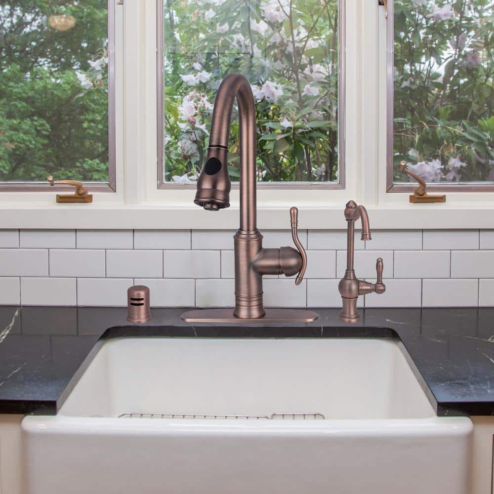 Antique Bronze Pull-Down Kitchen Faucet with Sprayer