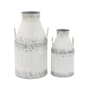 White Metal Decorative Jars (Set of 2)