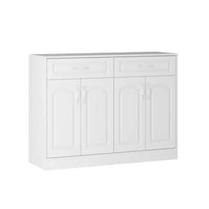 White 35.4 in. Height Wooden Elegant Storage Cabinet, Console Shoe Storage Table with 6 Shelves and 2-Drawer