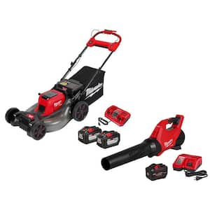 M18 FUEL 18V 21 in. Brushless Cordless Walk Behind Dual Battery Self-Propelled Mower w/ Blower, (3) Batteries, Charger