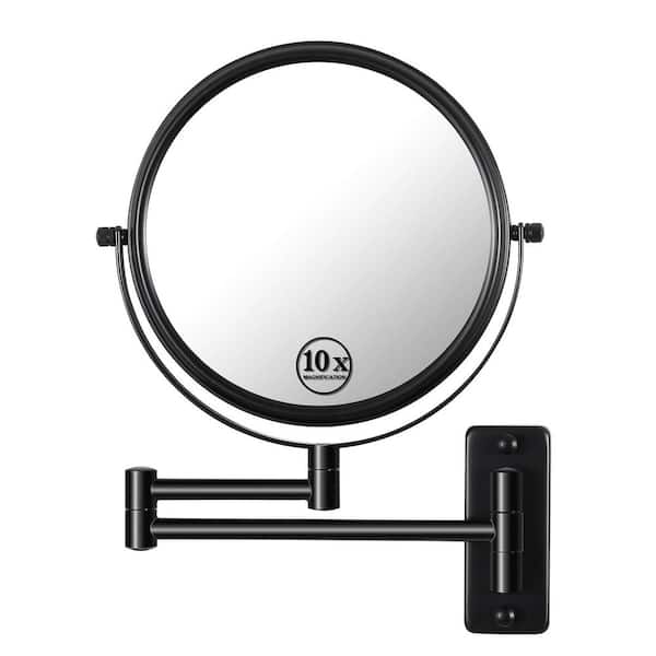 Unbranded 16.8 in. W x 12 in. H Round Magnifying Wall Bathroom Makeup Mirror in Matte Black