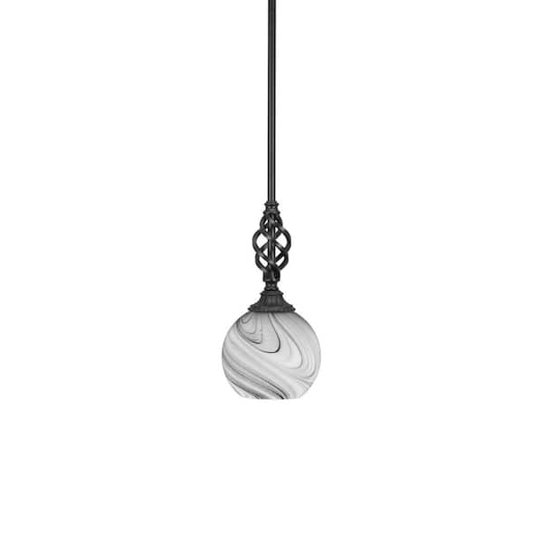 Unbranded Bridgewater 100 W 1-Light Matte Black Standard Mini Pendant Light with Glass Shade