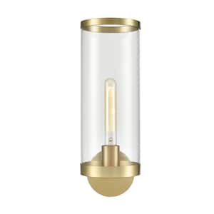 Revolve Ii 16 in. 1 Light 60-Watt Clear Glass/Natural Brass Vanity Light