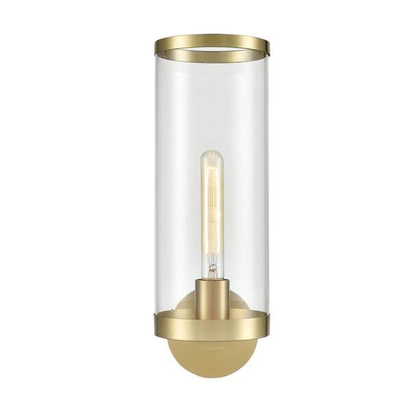 ALORA Revolve Ii 16 in. 1 Light 60-Watt Clear Glass/Natural Brass Vanity Light