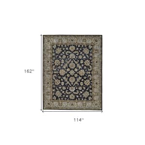10 x 13 Gray and Ivory Floral Area Rug