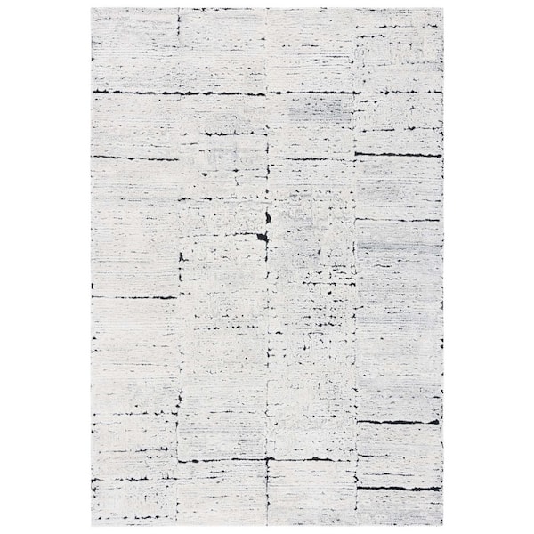 Kenya 5 ft. x 8 ft. Ivory/Black Distressed Abstract Area Rug
