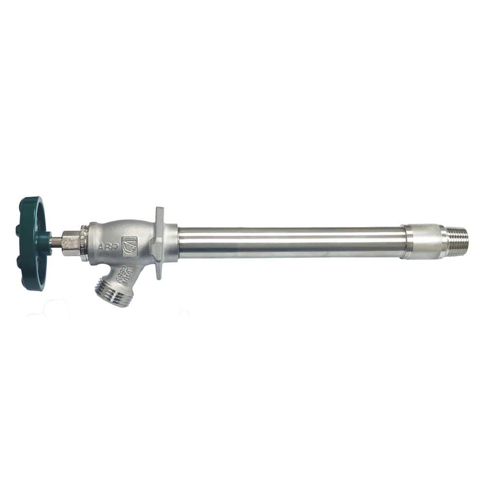Arrowhead Brass - 1/2 in. MIP x 3/4 in. MHT 8 in. Lead Free Anti Siphon Frost-Free Heavy Duty Wall Faucet, Vacuum Breaker-Stainless