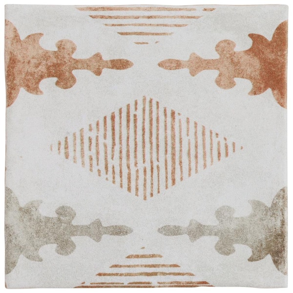 Ivy Hill Tile Paula Purroy Catalan Aztec Terracotta 5.11 in. x 0.35 in. Matte Ceramic Wall Tile Sample