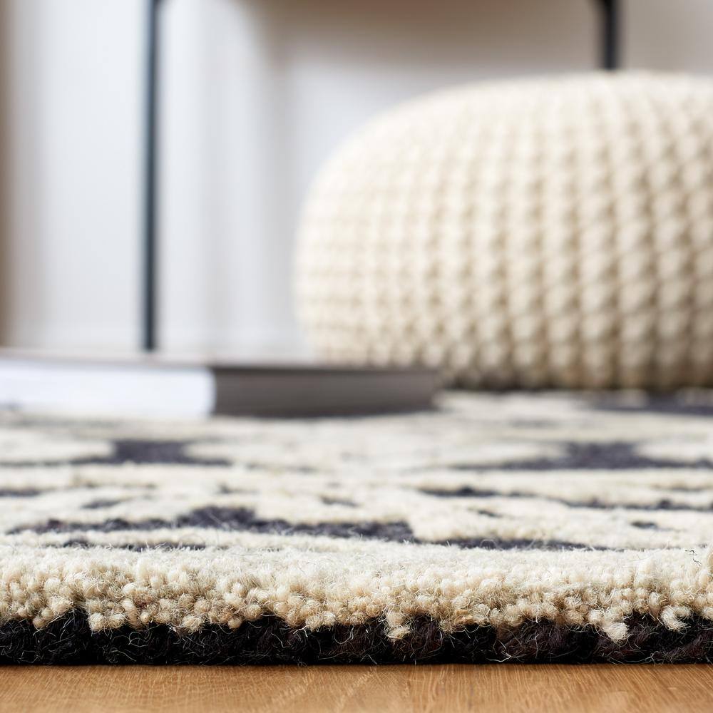 Handmade Ivory Abstract Wool Rug 3' x 5'