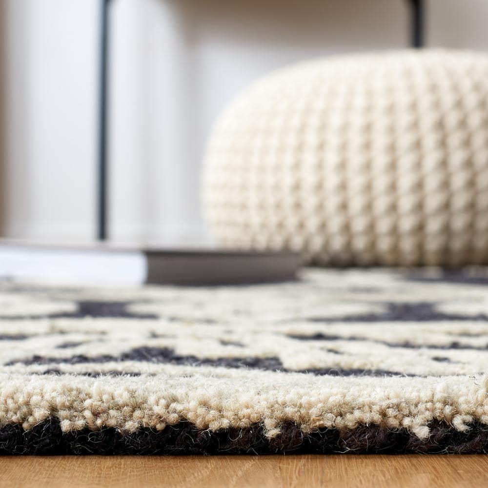 Ivory Abstract Hand-Tufted Wool 6' Square Area Rug