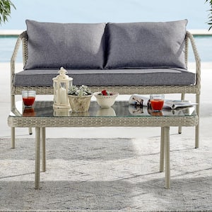 Windham 42 in. L All-Weather Wicker Outdoor Coffee Table with Glass Top