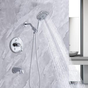 Detachable 6 in. 6-Spray Shower Head Single-Handle Round High Pressure Shower Faucet in Chrome(Valve Included)