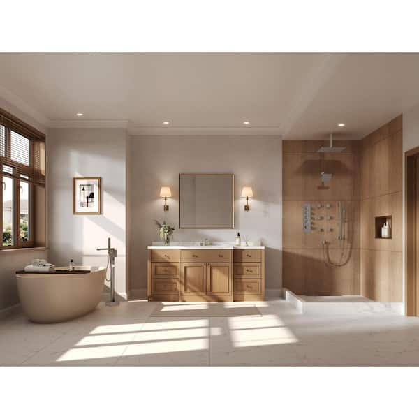 His and Her Dual 15-Spray Ceiling Mount 16 and 6 in. Shower Faucet Handheld Shower Head 2.5 GPM Anti-Scald in Chrome