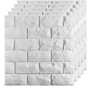 White 3D Wall Panels Wallpaper Stick and Peel, Self Adhesive Waterproof Foam Faux Brick Paneling for Bedroom (30 Pieces)