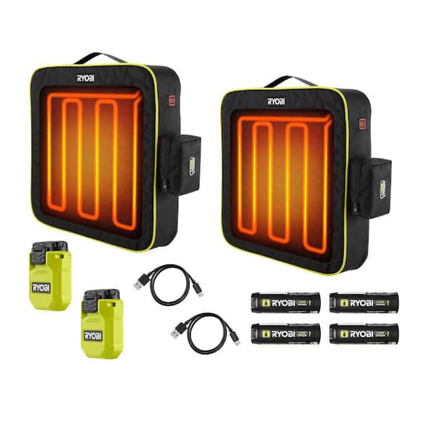 USB Lithium Cordless Heated Cushion Kit (2-Pack) with (4) 2.0 Ah Batteries and (2) Charging Cables