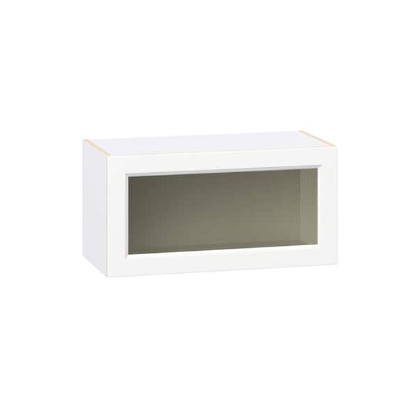 J COLLECTION Laramie 30 in. W x 14 in. D x 15 in. H Assembled Wall Bridge Kitchen Cabinet in Painted Bright White with Glass Door
