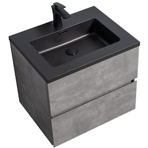23.21 in. W. x 18.66 in. x 19.69 in. Single Sink Wall Mounted Bath Vanity in Ash Gray with Ceramic White Top