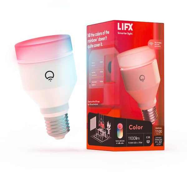 75-Watt Equivalent A19 RGB Multi-Color Smart Wi-Fi E26 LED Light Bulb, Works with Alexa/Hey Google/HomeKit Tunable White
