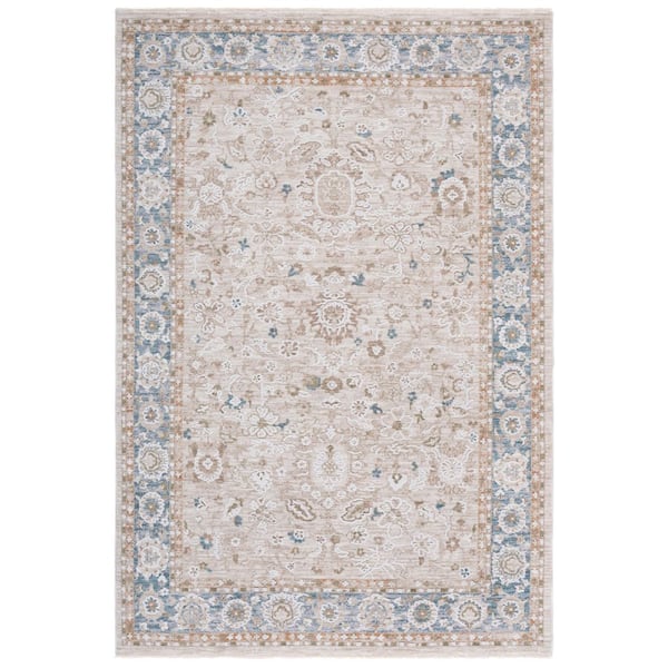 Finley 9 ft. x 12 ft. Blue/Beige Oriental Border Area Rug