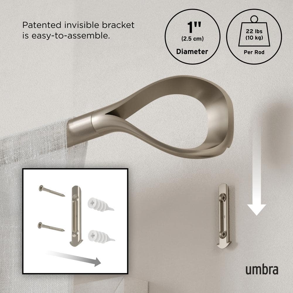 Eco-Friendly Nickel Adjustable Loop Curtain Rod 42-120 Inches