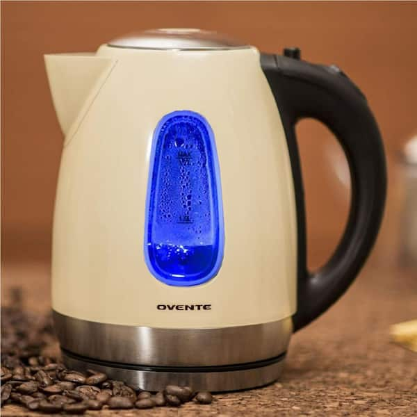 OVENTE 7.2-Cup White Stainless Steel Electric Kettle with