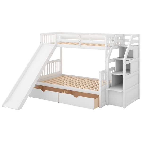 ひむろんページ Twin Over Twin & Twin XL Bunk Bed, Metal Triple Bed with
