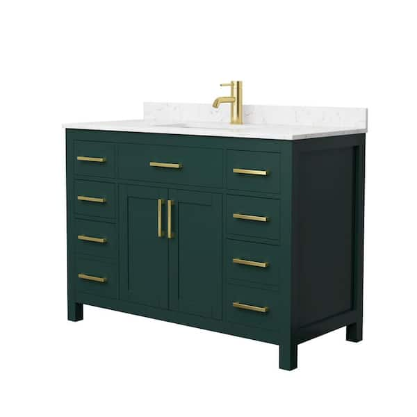 Beckett 48 in. W x 22 in. D x 35 in. H Single Sink Bathroom Vanity in Green with Carrara Cultured Marble Top