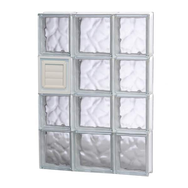 Clearly Secure 19.25 in. x 31 in. x 3.125 in. Frameless Wave Pattern Glass Block Window with Dryer Vent
