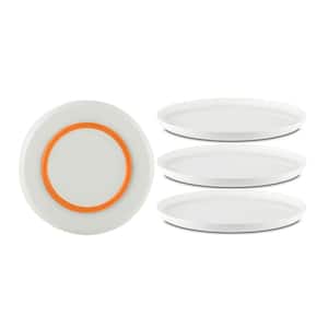 Palm Non-slip Salad Plate,8in,White with Orange Base,(Set of 4)