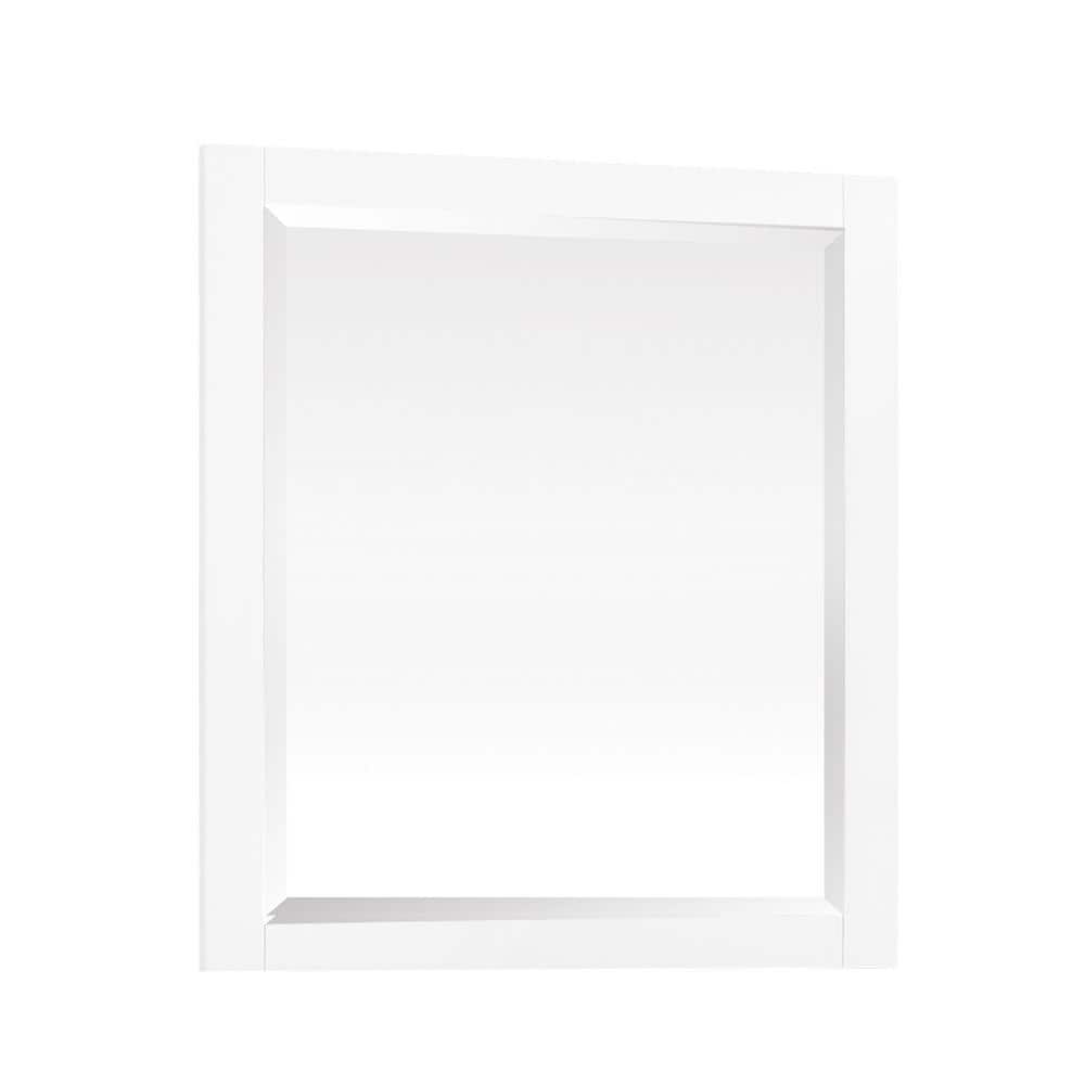 Riley 32" x 28" White Wood Rectangular Bathroom Vanity Mirror