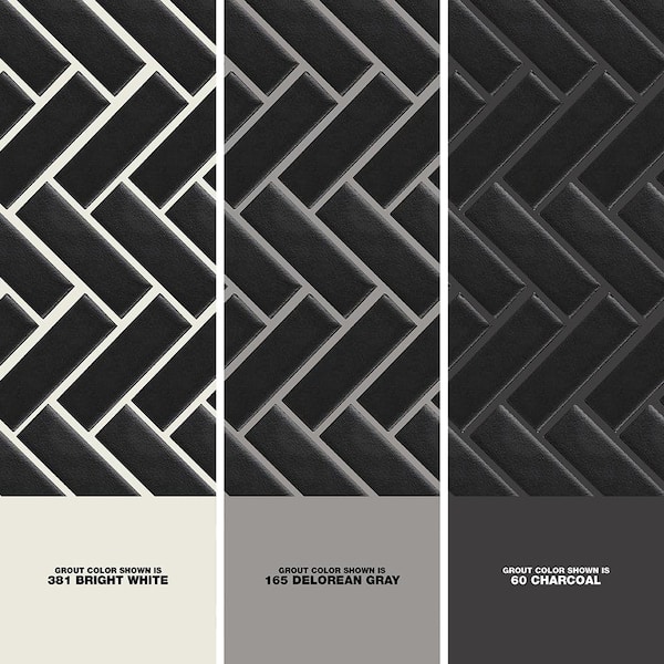 Daltile Re Matte Black Herringbone, 12×12 Black And White Ceramic Floor Tile