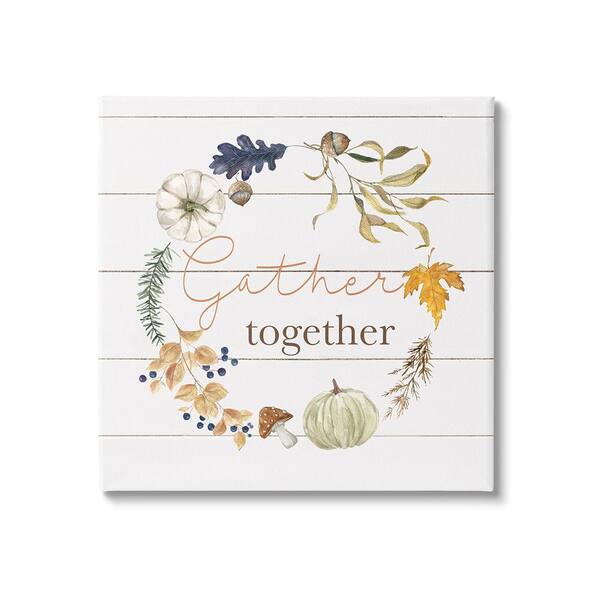 Stupell Industries Gather Together Autumn Wreath by Livi Finn 1-Piece Unframed Graphic Print Nature Poster Art Print 24 in. x 24 in.